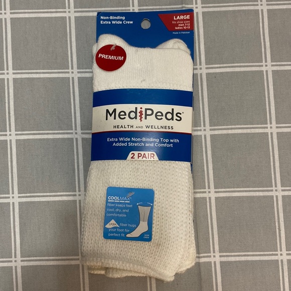 MediPeds Underwear & Socks Medipeds Diabetic Socks Crew White